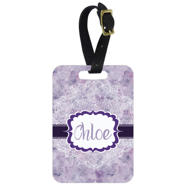 Custom Watercolor Mandala Metal Luggage Tag w/ Name or Text
