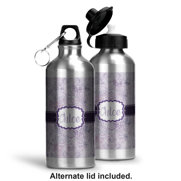 Watercolor Mandala Aluminum Water Bottle - Alternate lid options