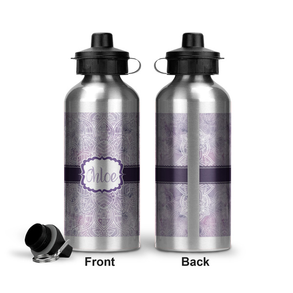 Watercolor Mandala Aluminum Water Bottle - Front and Back