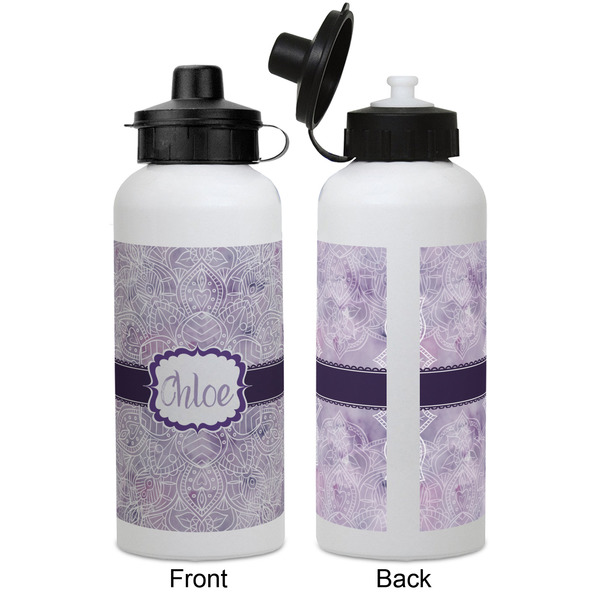 Watercolor Mandala Aluminum Water Bottle - White APPROVAL