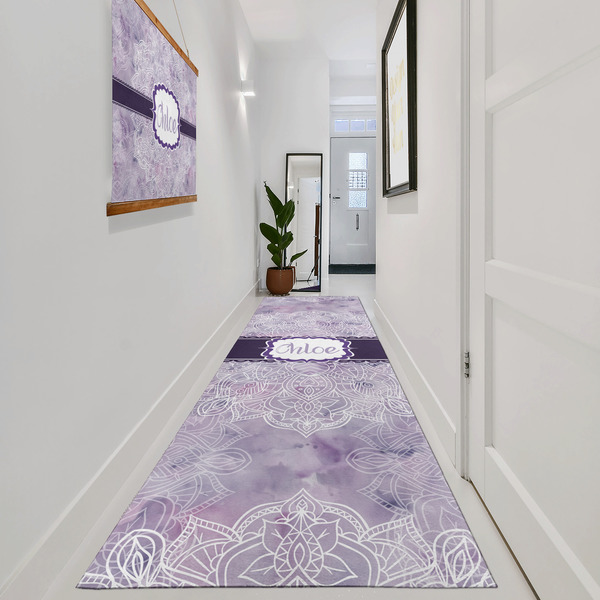 Watercolor Mandala Area Rug Sizes - In Context (vertical)