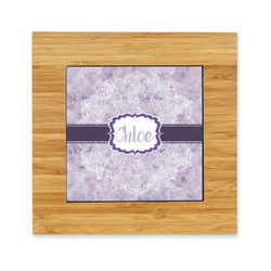 Watercolor Mandala Bamboo Trivet with Ceramic Tile Insert (Personalized)