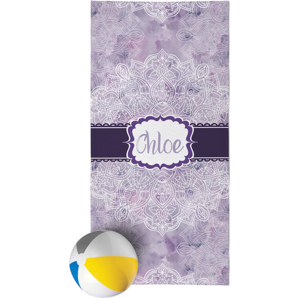Custom Watercolor Mandala Beach Towel (Personalized)