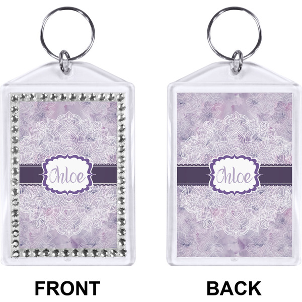 Watercolor Mandala Bling Keychain (Front + Back)