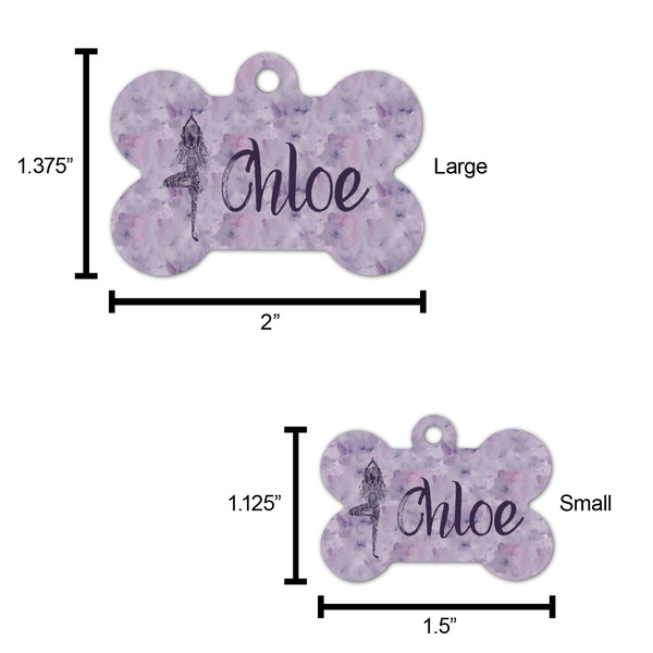 Watercolor Mandala Bone Shaped Dog ID Tag - Large - Scale