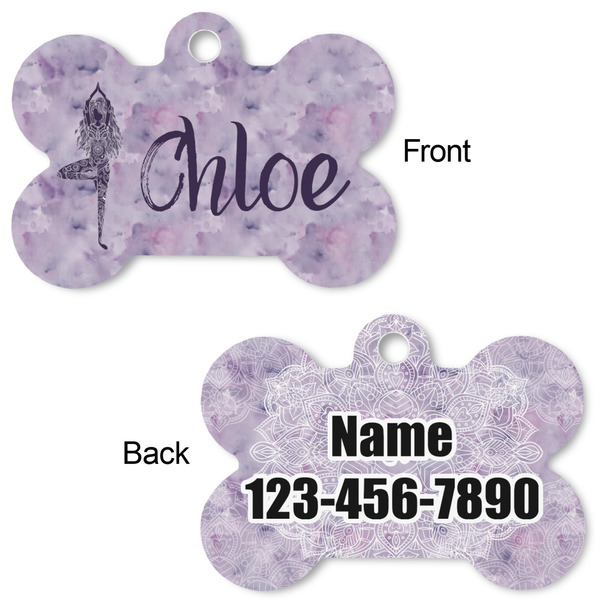 Watercolor Mandala Bone Shaped Dog Tag - Front & Back