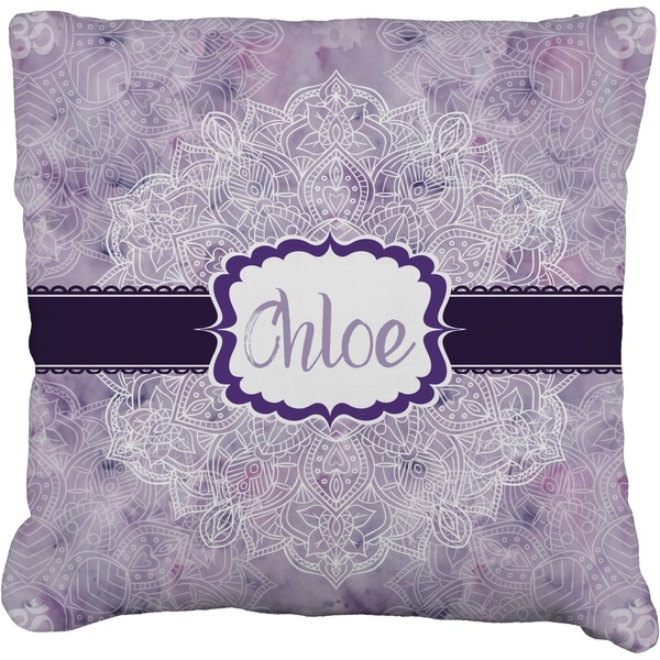 Custom Watercolor Mandala Faux-Linen Throw Pillow 16" (Personalized)