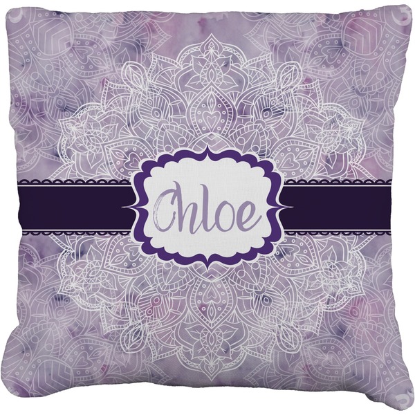 Custom Watercolor Mandala Faux-Linen Throw Pillow 18" (Personalized)