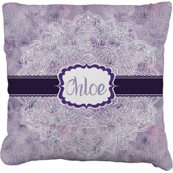 Watercolor Mandala Faux-Linen Throw Pillow 20" (Personalized)