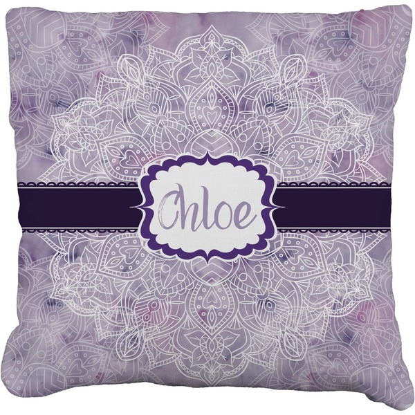 Custom Watercolor Mandala Faux-Linen Throw Pillow 20" (Personalized)