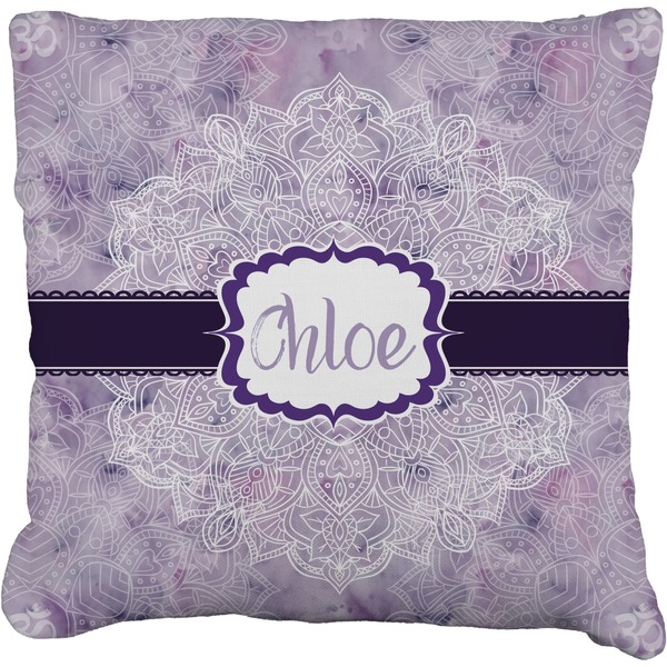 Custom Watercolor Mandala Faux-Linen Throw Pillow 26" (Personalized)