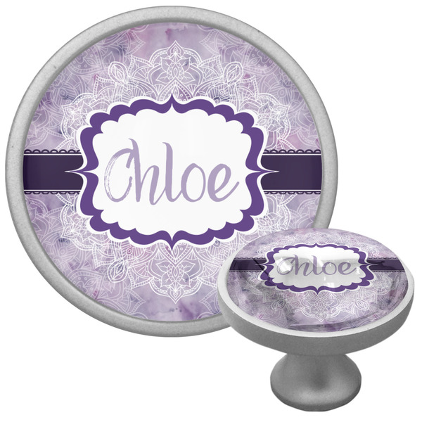 Custom Watercolor Mandala Cabinet Knob (Silver) (Personalized)