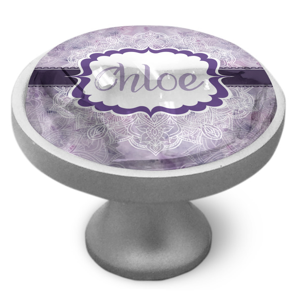 Watercolor Mandala Cabinet Knob - Nickel - Side