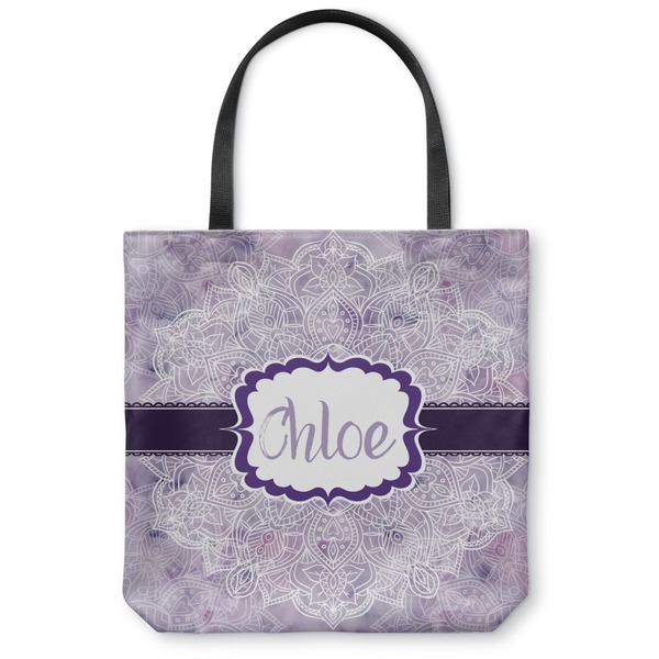 Custom Watercolor Mandala Canvas Tote Bag - Small - 13"x13" (Personalized)
