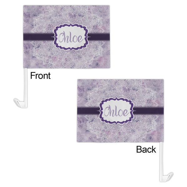 Watercolor Mandala Car Flag - 11" x 8" - Front & Back View