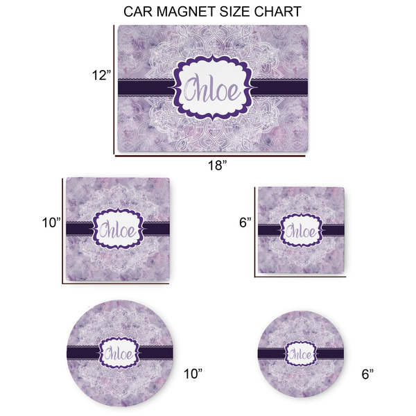 Watercolor Mandala Car Magnets - SIZE CHART