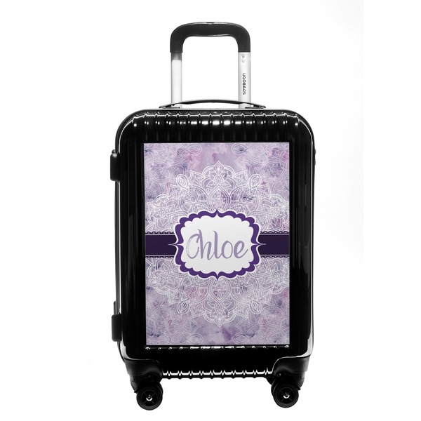 Custom Watercolor Mandala Carry On Hard Shell Suitcase (Personalized)