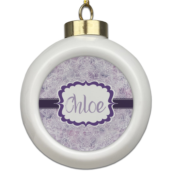 Custom Watercolor Mandala Ceramic Ball Ornament (Personalized)