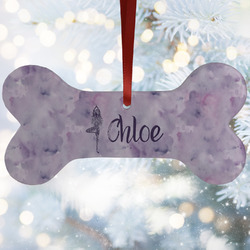 Watercolor Mandala Ceramic Dog Ornament w/ Name or Text