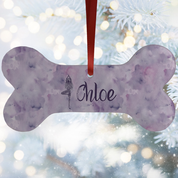 Custom Watercolor Mandala Ceramic Dog Ornament w/ Name or Text