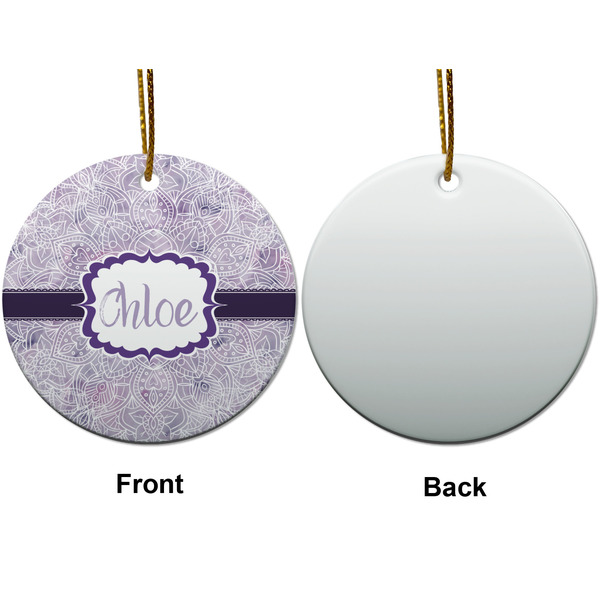 Watercolor Mandala Ceramic Flat Ornament - Circle Front & Back (APPROVAL)