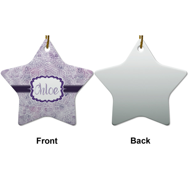 Watercolor Mandala Ceramic Flat Ornament - Star Front & Back (APPROVAL)