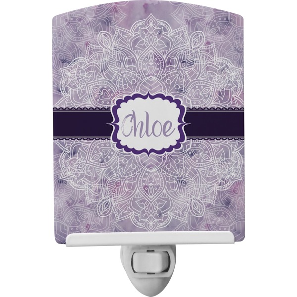 Custom Watercolor Mandala Ceramic Night Light (Personalized)