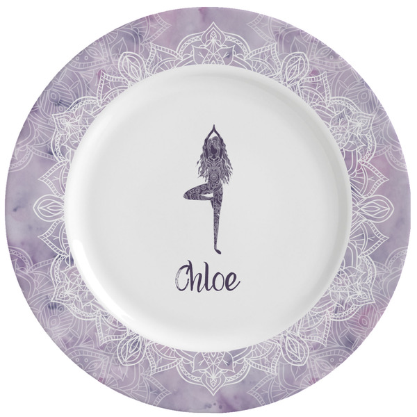 Custom Watercolor Mandala Ceramic Dinner Plates (Set of 4) (Personalized)