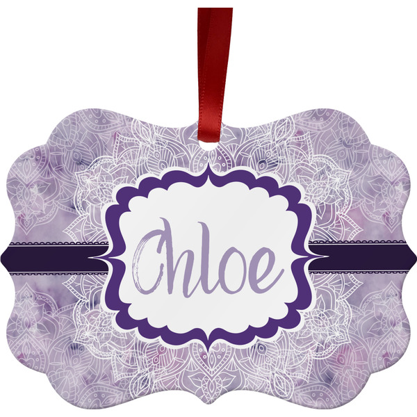 Watercolor Mandala Christmas Ornament (Front View)