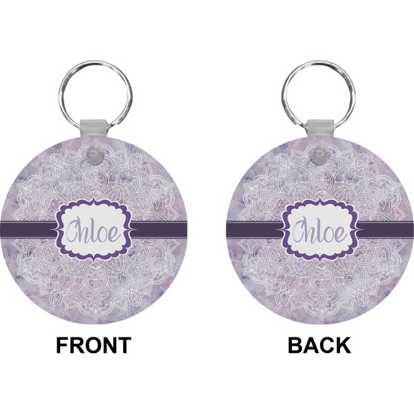 Watercolor Mandala Circle Keychain (Front + Back)