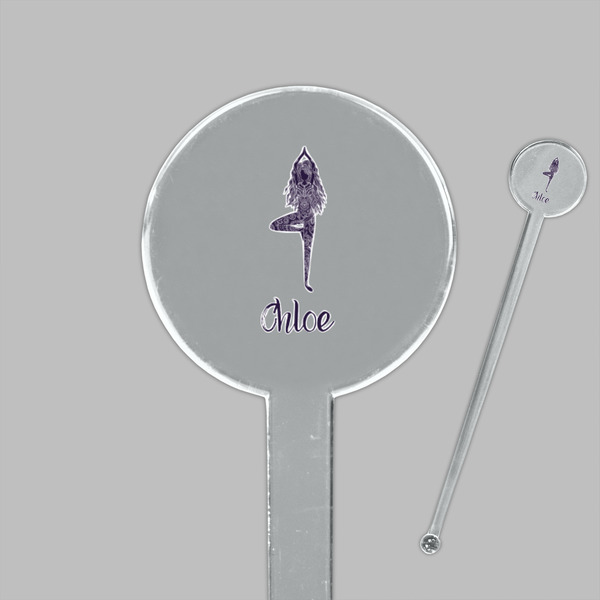 Watercolor Mandala Clear Plastic 7" Stir Stick - Round - Closeup