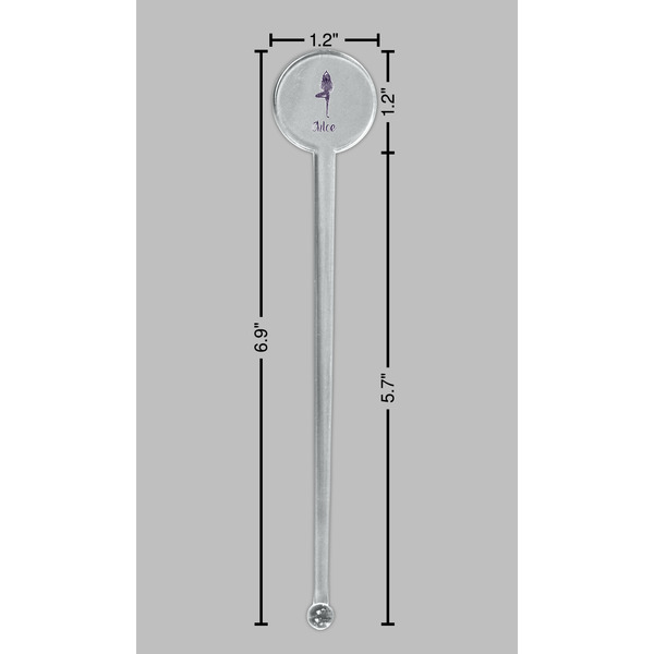 Watercolor Mandala Clear Plastic 7" Stir Stick - Round - Dimensions