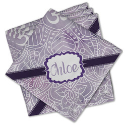 Watercolor Mandala Cloth Cocktail Napkins - Set of 4 w/ Name or Text