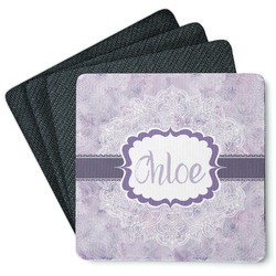 Watercolor Mandala Square Rubber Backed Coasters - Set of 4 (Personalized)