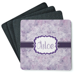 Watercolor Mandala Square Rubber Backed Coasters - Set of 4 (Personalized)