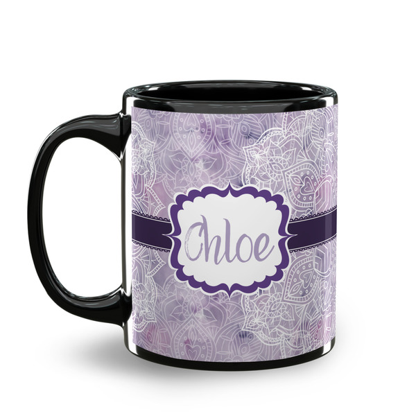 Watercolor Mandala Coffee Mug - 11 oz - Black