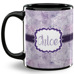 Watercolor Mandala 11 Oz Coffee Mug - Black (Personalized)