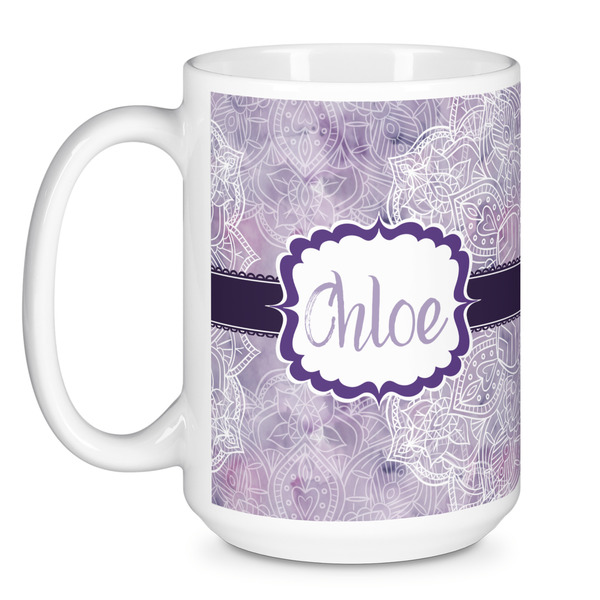 Watercolor Mandala Coffee Mug - 15 oz - White