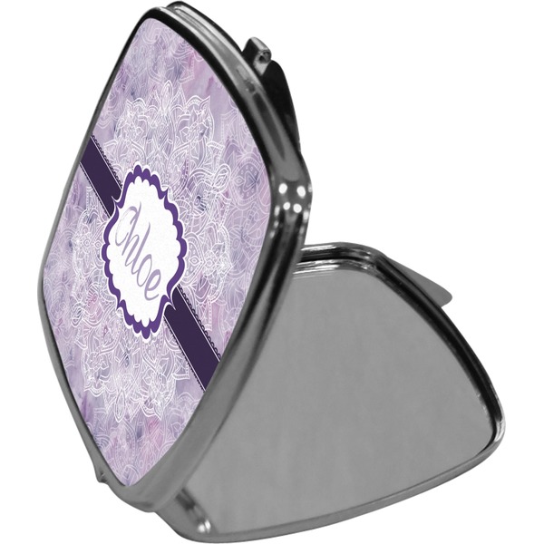 Watercolor Mandala Compact Mirror (Side View)