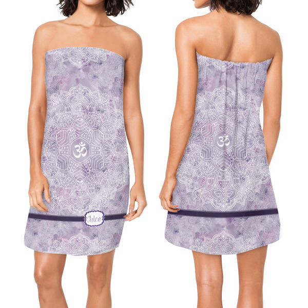 Watercolor Mandala Custom Bath Wrap - Front & Back View