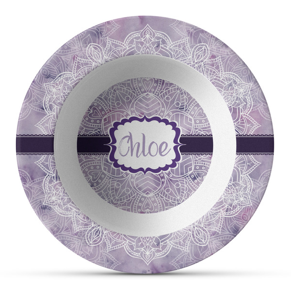 Custom Watercolor Mandala Plastic Bowl - Microwave Safe - Composite Polymer (Personalized)