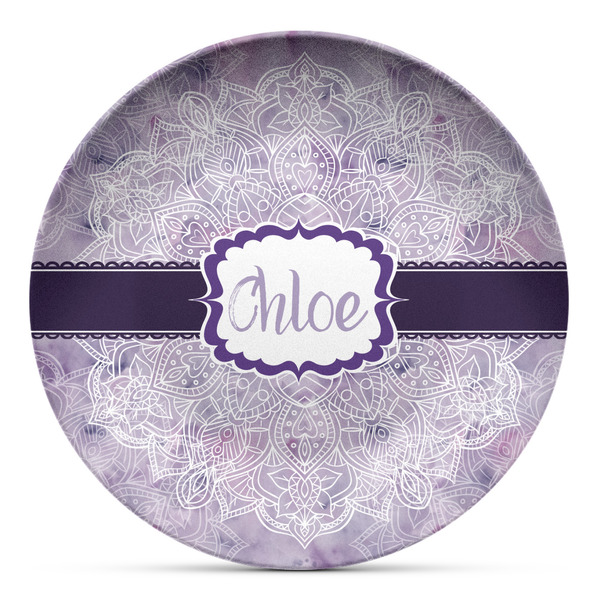 Custom Watercolor Mandala Microwave Safe Plastic Plate - Composite Polymer (Personalized)