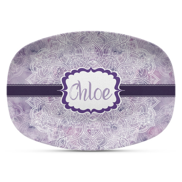 Custom Watercolor Mandala Plastic Platter - Microwave & Oven Safe Composite Polymer (Personalized)