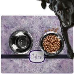 Watercolor Mandala Dog Food Mat - Large w/ Name or Text