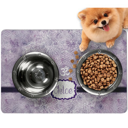 Watercolor Mandala Dog Food Mat - Small w/ Name or Text
