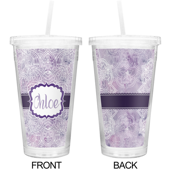 Watercolor Mandala Double Wall Tumbler with Straw - Approval