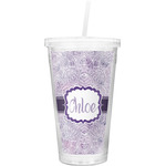 Watercolor Mandala Double Wall Tumbler with Straw (Personalized)