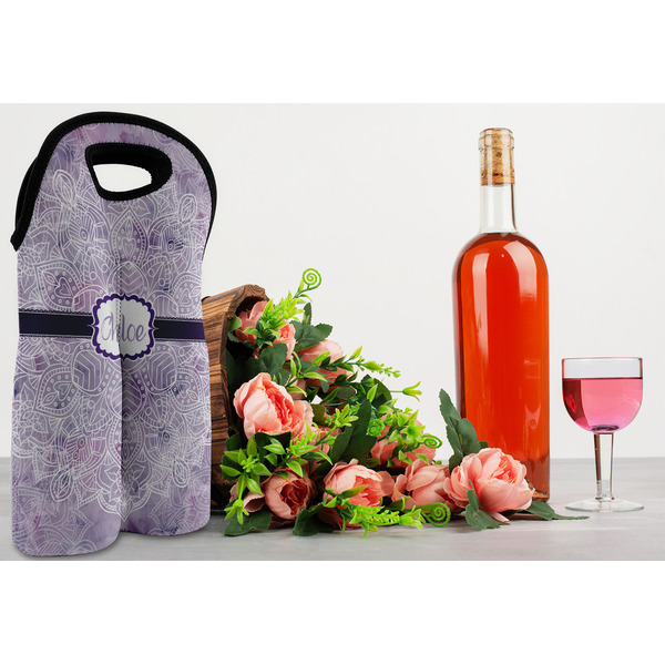 Watercolor Mandala Double Wine Tote - LIFESTYLE (new)