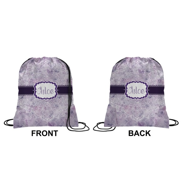 Watercolor Mandala Drawstring Backpack Front & Back Medium