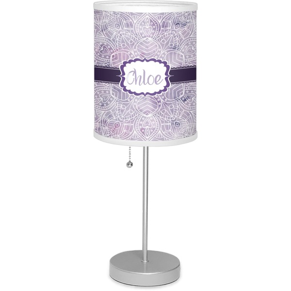 Custom Watercolor Mandala 7" Drum Lamp with Shade Linen (Personalized)